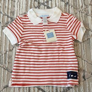 Janie and Jack White and Orange Striped Polo